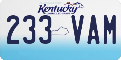 KY license plate 233VAM
