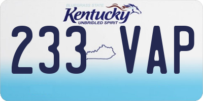 KY license plate 233VAP