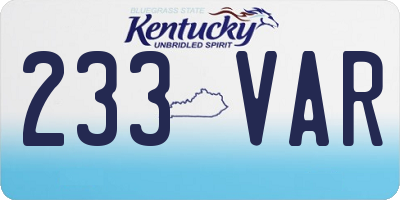 KY license plate 233VAR