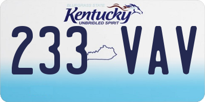 KY license plate 233VAV