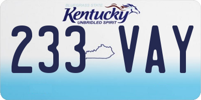 KY license plate 233VAY