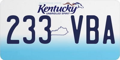 KY license plate 233VBA