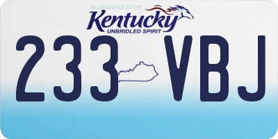 KY license plate 233VBJ