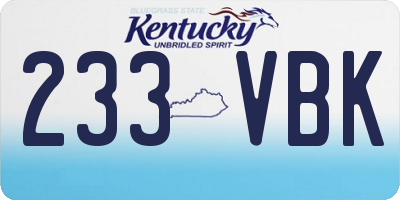 KY license plate 233VBK
