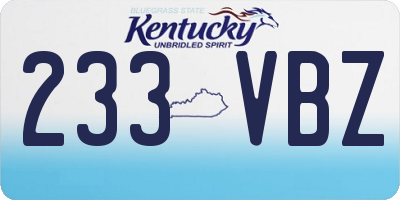 KY license plate 233VBZ