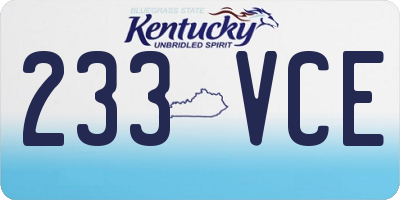 KY license plate 233VCE