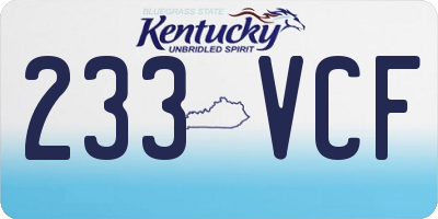 KY license plate 233VCF