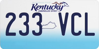 KY license plate 233VCL