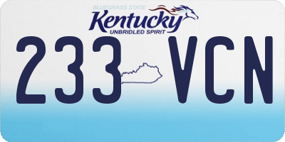 KY license plate 233VCN
