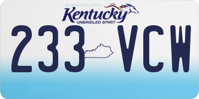 KY license plate 233VCW