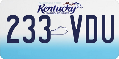 KY license plate 233VDU
