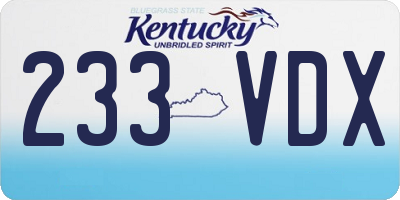 KY license plate 233VDX