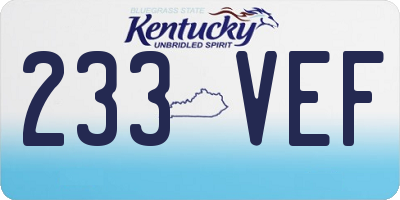 KY license plate 233VEF