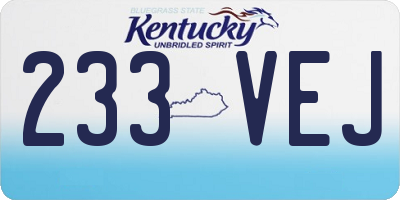 KY license plate 233VEJ
