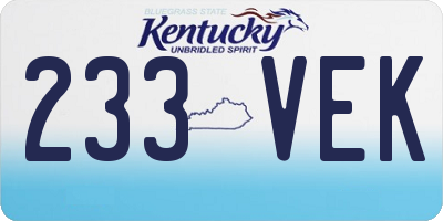 KY license plate 233VEK