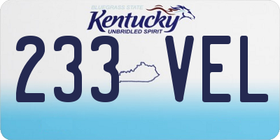 KY license plate 233VEL