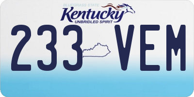 KY license plate 233VEM