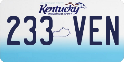 KY license plate 233VEN