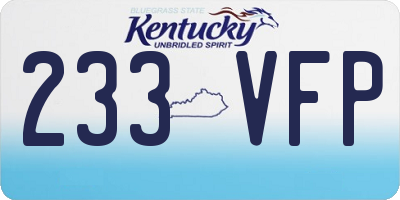 KY license plate 233VFP