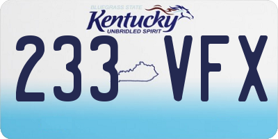 KY license plate 233VFX