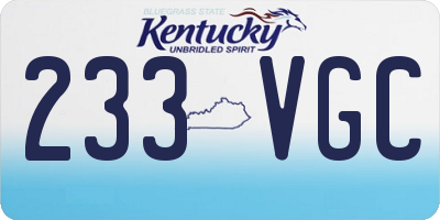 KY license plate 233VGC