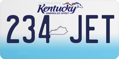KY license plate 234JET
