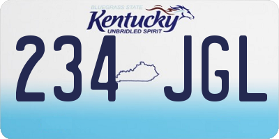 KY license plate 234JGL