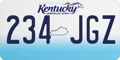KY license plate 234JGZ