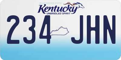 KY license plate 234JHN