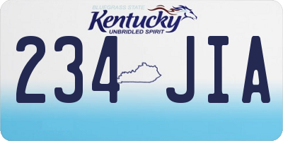 KY license plate 234JIA