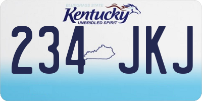 KY license plate 234JKJ