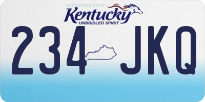 KY license plate 234JKQ