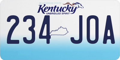 KY license plate 234JOA