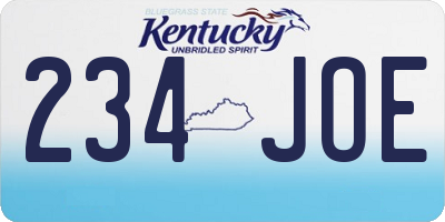 KY license plate 234JOE
