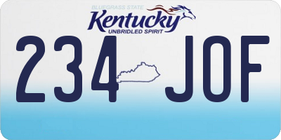 KY license plate 234JOF