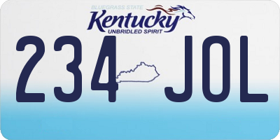 KY license plate 234JOL