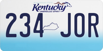 KY license plate 234JOR