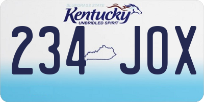 KY license plate 234JOX