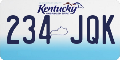 KY license plate 234JQK