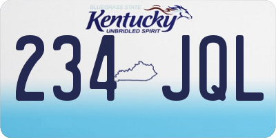 KY license plate 234JQL