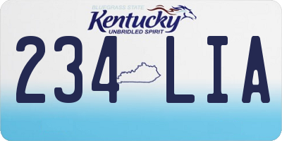 KY license plate 234LIA
