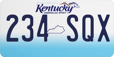 KY license plate 234SQX
