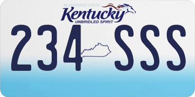 KY license plate 234SSS