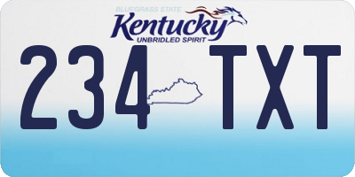 KY license plate 234TXT