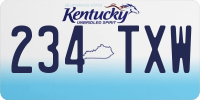 KY license plate 234TXW