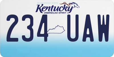 KY license plate 234UAW