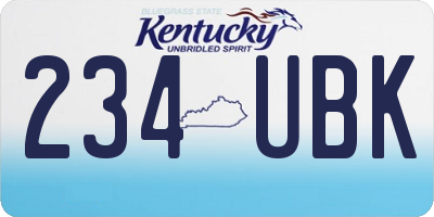 KY license plate 234UBK