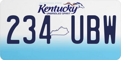 KY license plate 234UBW