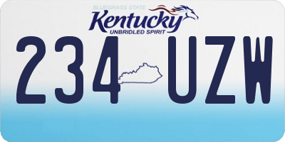 KY license plate 234UZW