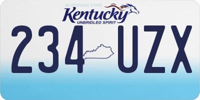KY license plate 234UZX